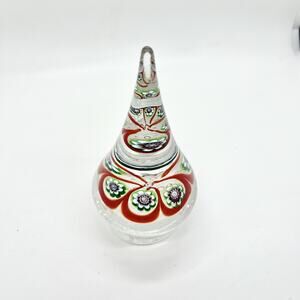 Vintage Murano Glass Christmas Tree Incased Handmade Red Green White Art Glass
